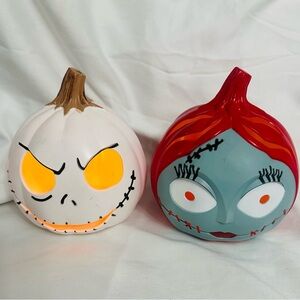 Nightmare Before Christmas Jack & Sally Light-Up Pumpkins Set of 2 Disney Decor